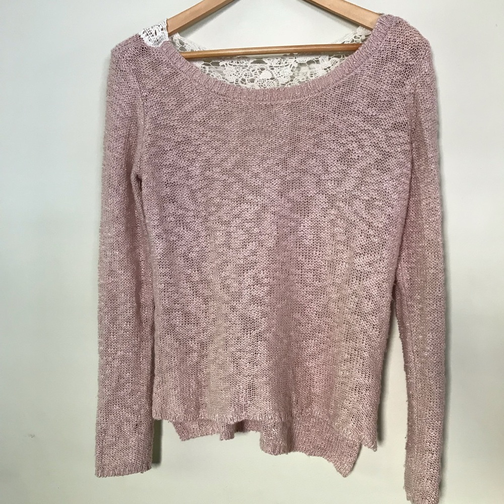 XS Pink Republic Top With Lace Detail on Back.